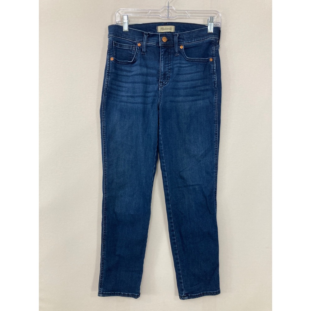 Madewell Mid-Rise Stovepipe Jeans size 28 Blue Dark Wash‎ Stretch Casual